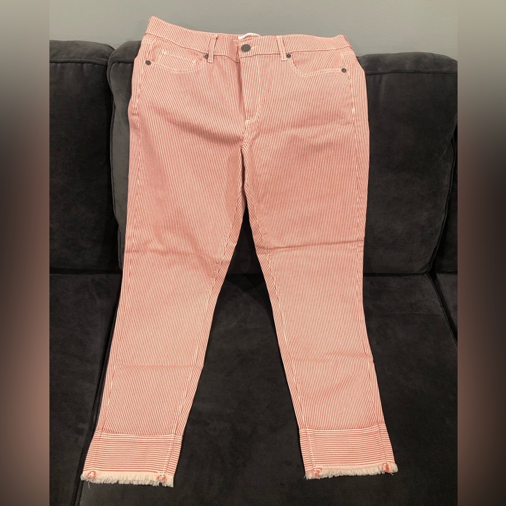 Red and White Striped Loft Modern Skinny Jeans!